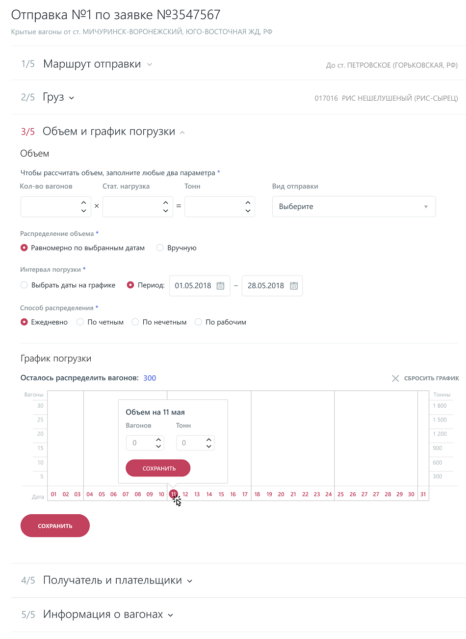 Проектирование личного кабинета транспортной компании. Форма отправки заявки