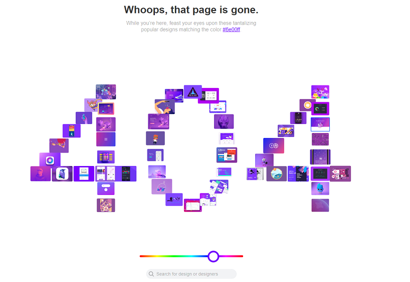 Оформление 404 на примере Dribble