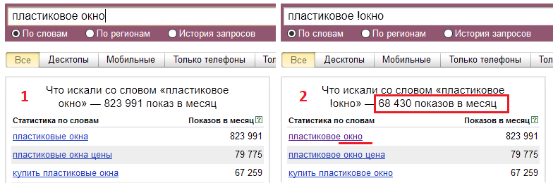 Сравнение результатов с оператором и без него
