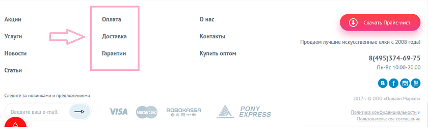 Инфо о доставке, оплате, гарантии &mdash; фактор коммерческого ранжирования