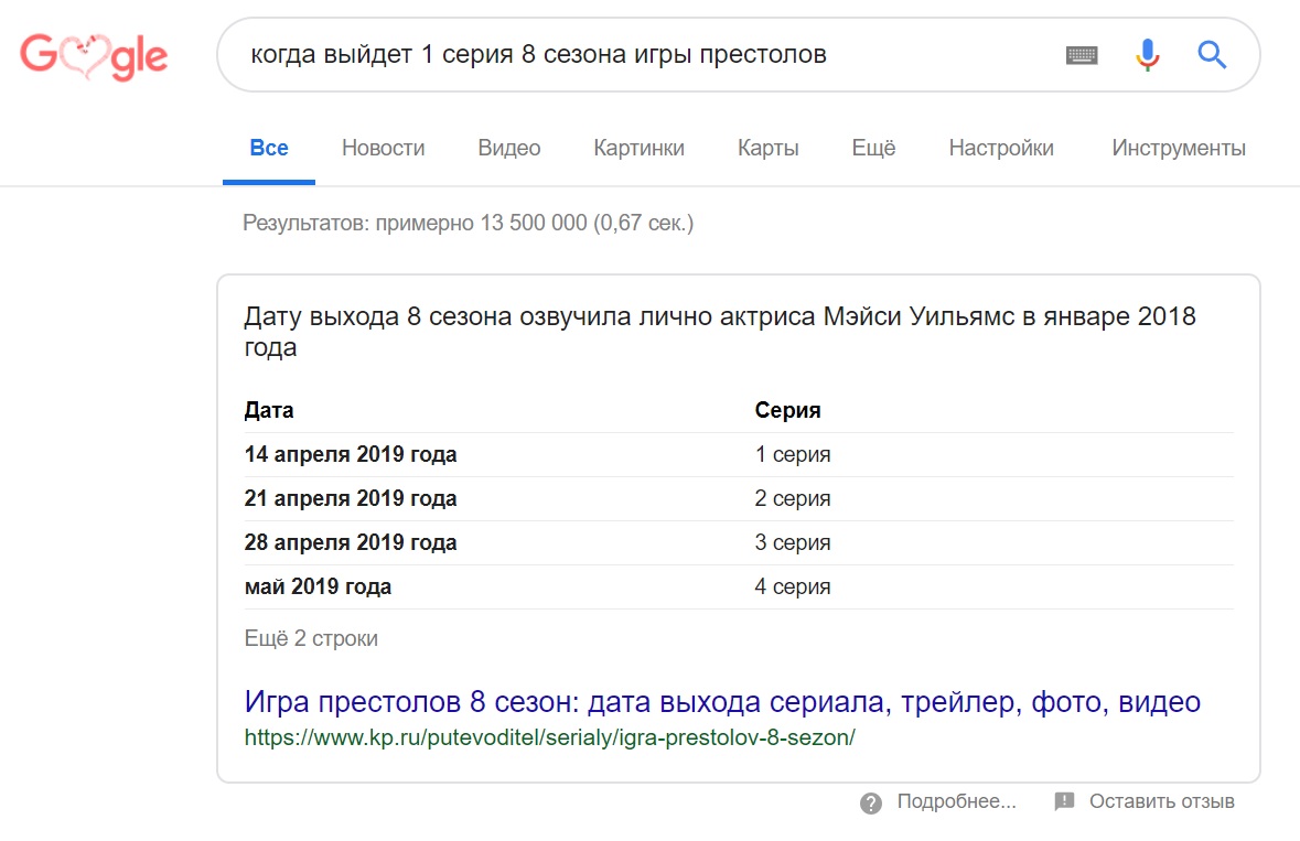 Блок в виде таблицы