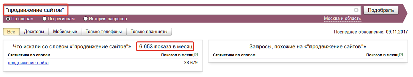 Яндекс.Вордстат Точная частота